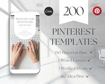 200+ Canva Pinterest Templates Bundle for Bloggers (Digital Download)