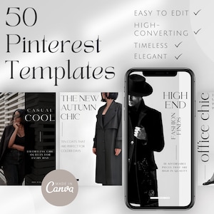 Pinterest Templates Black & White Pinterest Pin Templates Made in Canva Pinterest Fashion Pinterest Pinterest Marketing Pinterest Blogger