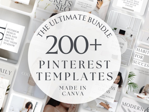 200+ Pinterest Templates Bundle for Canva (Digital Download)