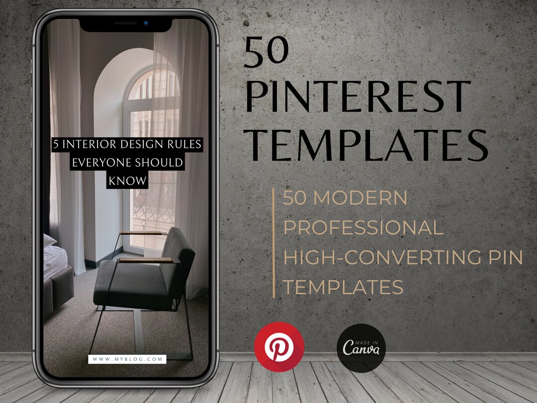 50 Canva Pinterest Templates: Interior Design & Real Estate (digital ...