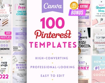 100 Pinterest Canva Templates: Viral Blog Pin Designs (Digital Download)