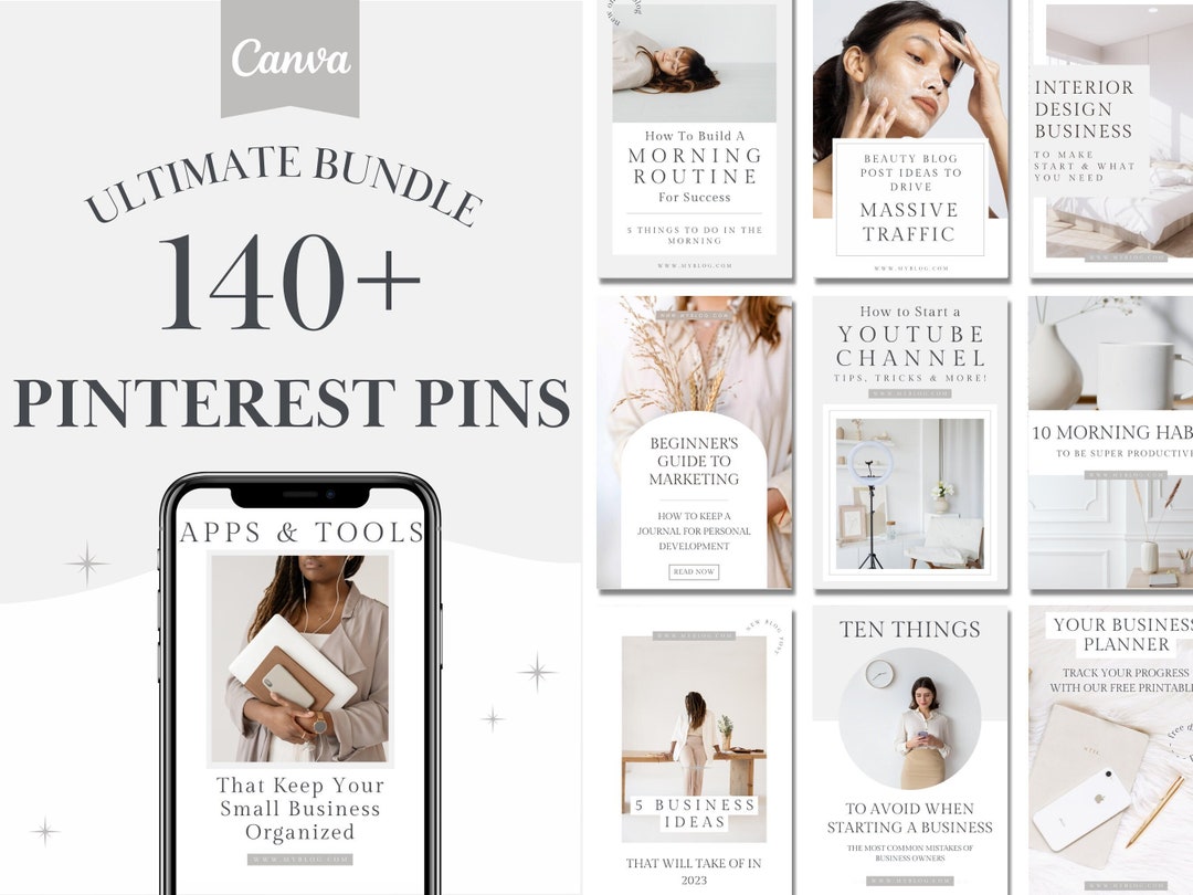 140+ Pinterest Pin Templates Canva Bundle for Bloggers (digital ...