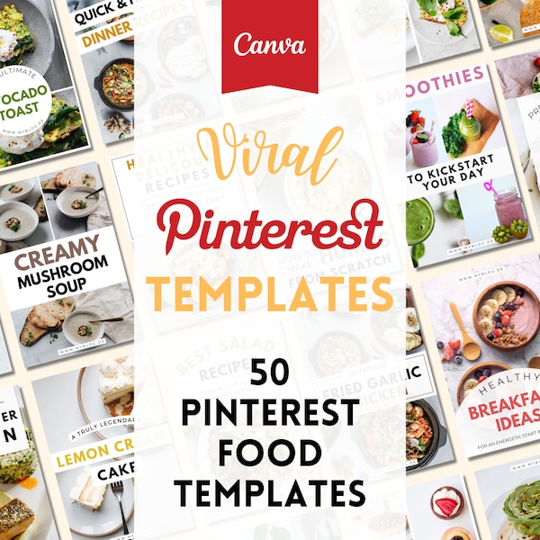 Pinterest Recipe Pin Templates for Food Bloggers Pinterest Pin Template Food Pin Templates Canva Pinterest Marketing Pinterest Food Blogger