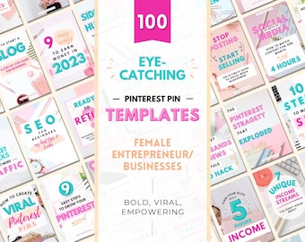 100 Canva Pinterest Pin Templates, Women Entrepreneurs (Digital Download)