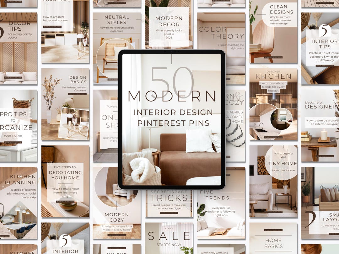 50 Modern Interior Design Pinterest Pin Templates, Canva Templates ...