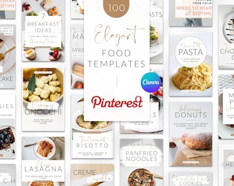 100 Elegant Food Blogger Pinterest Templates | Recipe Pins, Canva Designs Food Template(Digital Download)