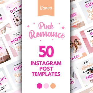 Plantillas rosas para publicaciones de Instagram, editables en Canva (descarga digital)