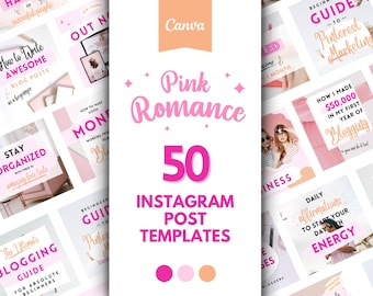 Pink Instagram Post Templates, Canva Editable (Digital Download)