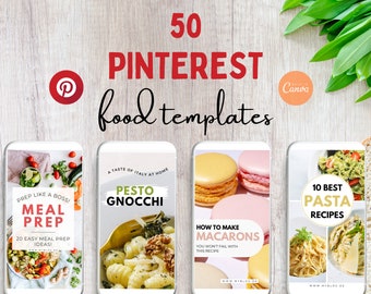 50 Pinterest Food Templates for Canva (Digital Download)