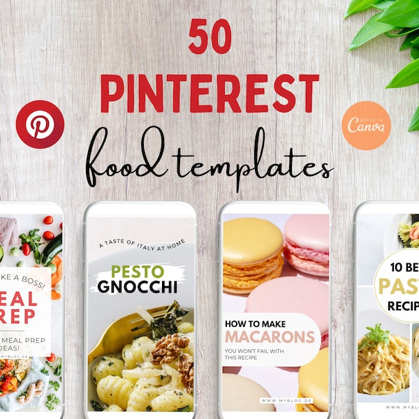 Pinterest Recipe Templates for Food Bloggers Pinterest Pin Template Food Pin Templates Canva Pinterest Marketing Recipes Pins Food Blogger