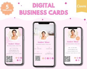 Canva Digital Business Card Template, Customizable Design (Digital Download)