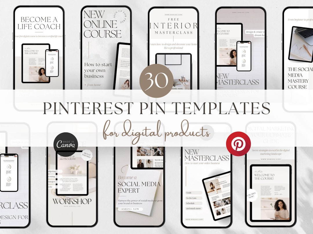 Pinterest Pin Templates for Digital Products, Canva (digital Download ...