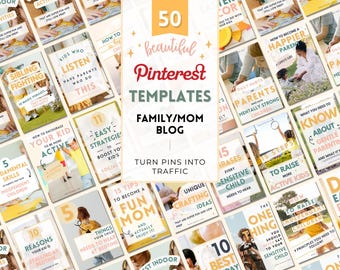 Family & Mom Blog Pinterest Templates Canva Designs (Digital Download)