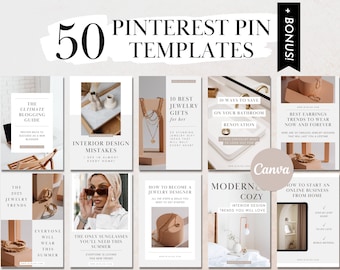 Pinterest Pin Templates for Canva Minimal Pinterest Templates Beige for Bloggers Businesses Pinterest Marketing