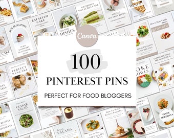 Pinterest Templates in Canva for Food Bloggers Pinterest Pins Canva Social Media Templates Pinterest Marketing Food Blogger