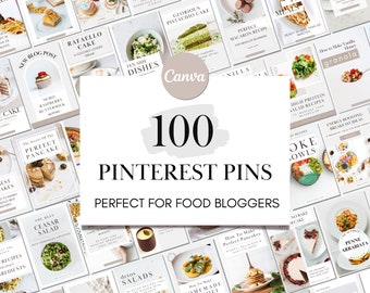 100 Food Blogger Pinterest Pin Templates for Canva (Digital Download)