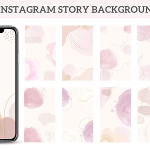 15 Instagram Story Background Templates - Watercolor Boho Templates Canva Pink/Purple - Wallpaper - Social Media, Marketing, Blogger
