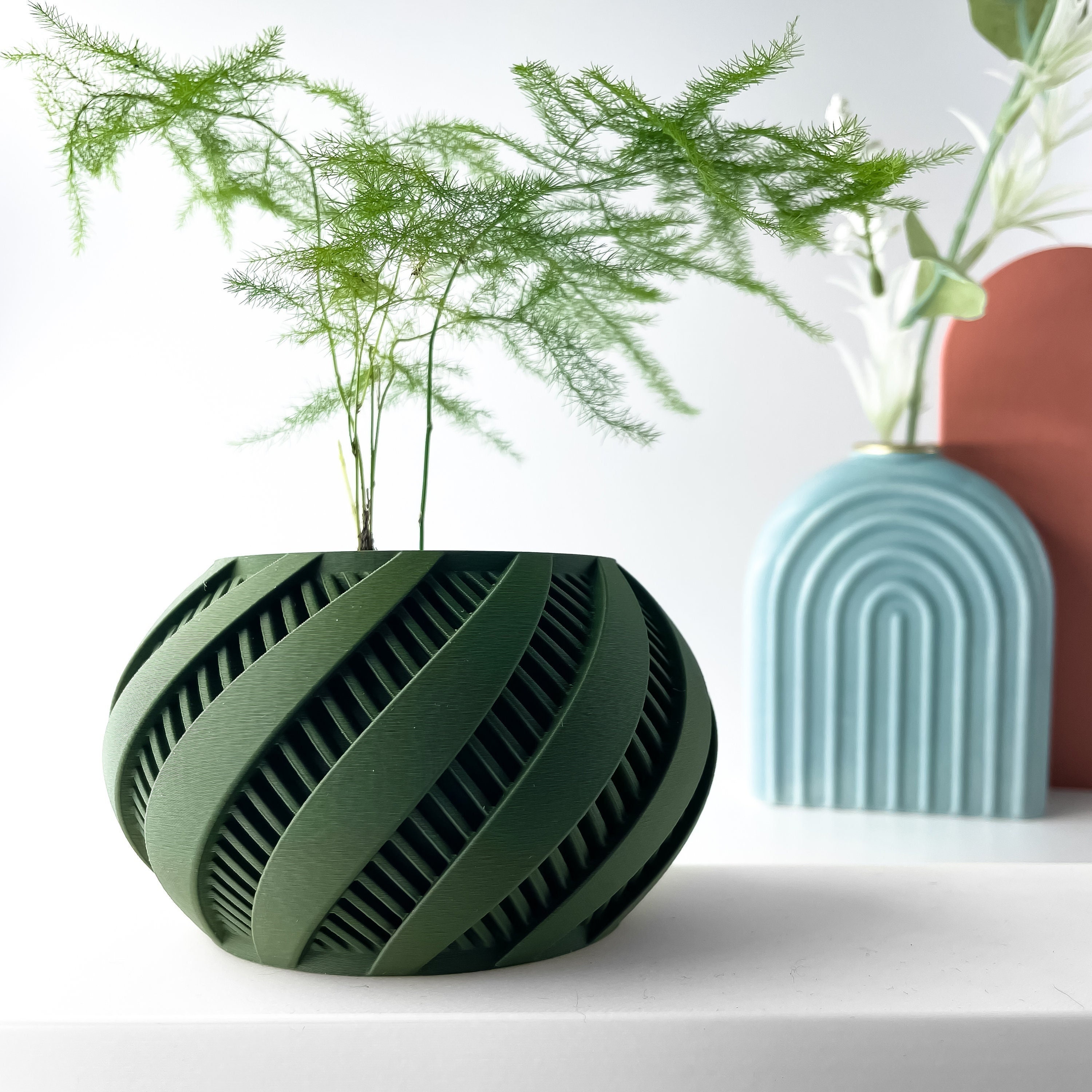 FoamEra  Pot Holder (Hot Pads) in Green Geometric Design [Pair]