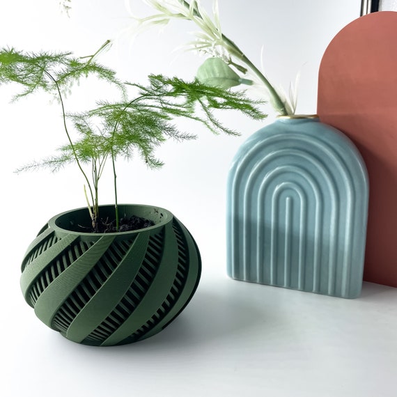 Vaso per fiori con drenaggio, porta piante da interno per fiori e piante  grasse, stampato in 3D in verde -  Italia