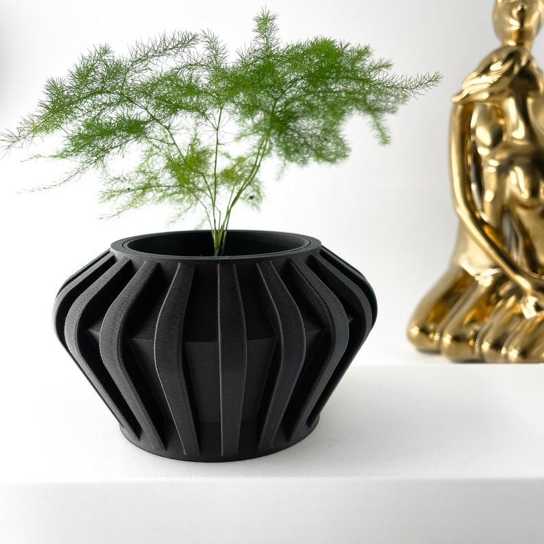 Black Modern Planter Pot for Indoor Plants: 3D Printed With - Etsy