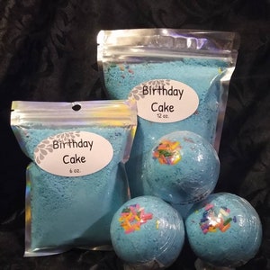 Birthday Cake BATH SALTS w/ option of adding Lotion or Bath Bombs, A great cake scent with a undertone of vanilla