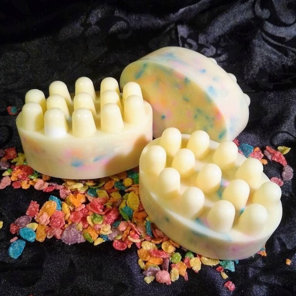 FRUITY PEBBLES MASSAGE Bar, Fruity Scent, Delicate Skin, Moisturizes Skin, Creamy Foamy Lather, Cereal Soap, Kids Soap, Cleansing