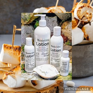 Toasted Marshmallow MOISTURIZING LOTION, smooth texture, lasting scent, Scents of marshmallow, caramelized sugar and roasted vanilla