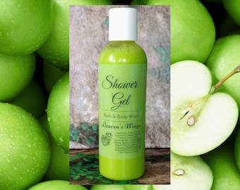 Green Apple SHOWER GEL, Long Lasting Scented Body Wash, A Juicy sweet apple with slight green notes