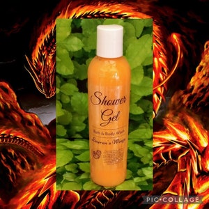 Dragons Blood SHOWER GEL, Long Lasting Scented Bath and Body Wash, Orange peel blends with mulled berries and rich spices