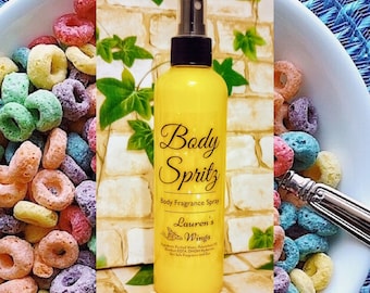 Fruit Loops Body Spritz: Lemon, cake and fruit in a cereal burst. Instant Body Fragrance Spray + Optional Body Butter
