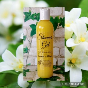 Jasmine & Vanilla SHOWER GEL, Long Lasting Scented Body Wash, Vanilla bean and cedarwood mixed w rich sweet notes of jasmine