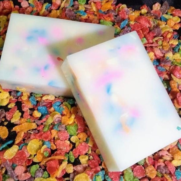 FRUITY PEBBLES Soap Bar, Fruity Scent, Delicate Skin, Moisturizes Skin, Creamy Foamy Lather, Cereal Soap, Kids Soap, Cleansing