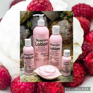 Raspberries & Cream MOISTURIZING LOTION, smooth texture, lasting scent, Blend of raspberries, strawberries, coconut lemon, peach and vanilla