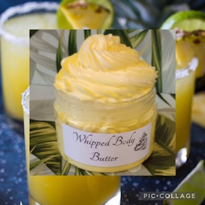 Vanilla Pineapple Margarita WHIPPED BODY BUTTER,  Deep-Conditioning Cream for Skin, A creamy pineapple margarita with a touch of vanilla