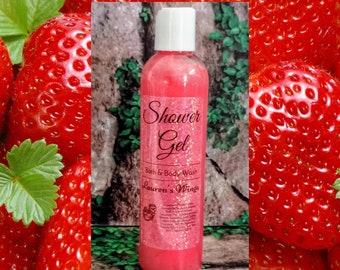 Strawberry Bath & Shower Gel: Fresh ripe strawberries in a fruity basket. Optional After-Shower Misting Spray