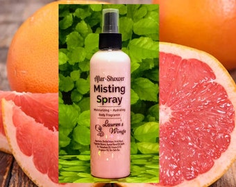 Grapefruit AFTER-SHOWER Misting SPRAY: Sweet, juicy grapefruit burst. Infused skin-soothing oils. Optional matching Sugar Scrub
