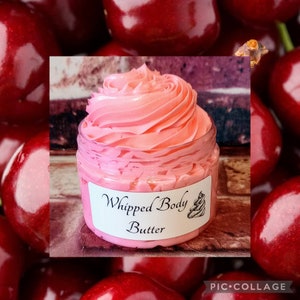 Wild Cherry WHIPPED BODY BUTTER, Luxurious Body Cream, wild red fruits with hints of almonds & spice on a dry down of vanilla