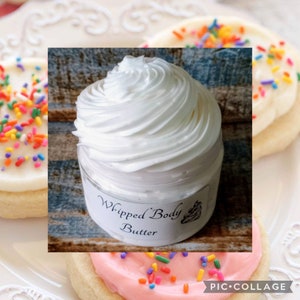 Sugar Cookie WHIPPED BODY BUTTER,  Deep-Conditioning Cream for Skin, Sweet sugary aroma of a fresh baked sugar cookie