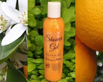 Orange Blossom SHOWER GEL, Long Lasting Scented Body Wash, Orange bouquet with a background of vanilla and raspberry