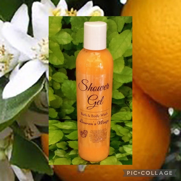 Orange Blossom SHOWER GEL, Long Lasting Scented Body Wash, Orange bouquet with a background of vanilla and raspberry