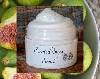 Warm Fig & Brown Sugar SUGAR SCRUB, Exfoliating Scrub, Figs and  Caramelized Sugar with a touch of sea salt and dark musk