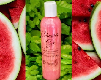 Watermelon Bath & Shower Gel: Juicy ripe watermelon with summer sweetness. Optional After-Shower Misting Spray