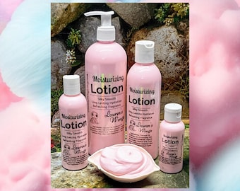 Cotton Candy Lotion | Sticky sweet vanilla with fruity sparkle | Moisturizing creamy lotion | Optional matching Body Spritz