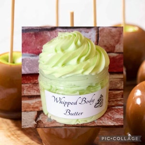 May include: A clear jar of green whipped body butter with a white label that says "Whipped Body Butter".