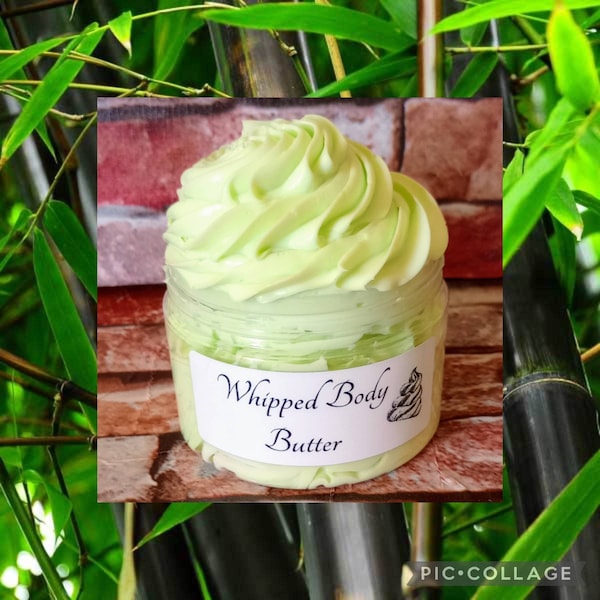 Bamboo WHIPPED BODY BUTTER, Luxurious Body Cream, Citrus highlights green floral creation with tones of lily, hyacinth and lilac