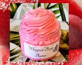 Lick Me All Over WHIPPED BODY BUTTER,  Deep-Conditioning, Raspberry, Cantaloupe, Watermelon, jasmine, violet, grapefruit, kumquat