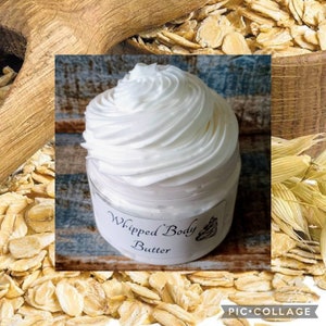 Oatmeal & Honey WHIPPED BODY BUTTER, Luxurious Body Cream, Moisturizing, fantasy blend with light almond, wheat notes, vanilla and musk
