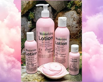 Pink Lavender Mist Lotion | Lavender, lemon, raspberry and pink sugar | Moisturizing creamy lotion | Optional matching Body Spritz