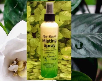 Gardenia AFTER-SHOWER Misting SPRAY: Gardenia with orange blossom base. Infused skin-soothing oils. Optional matching Sugar Scrub
