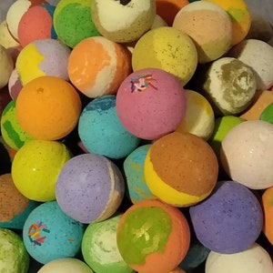 BUMPS & SECONDS DOZEN Bath Bombs, set of twelve 4.8 oz. A variety of 12 scents. Blemishes but still the same quality.